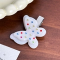Barrette papillon élégante avec cristaux colorés et finition en acétate iridescent - Pince à cheveux / 4,3cm / Blanc