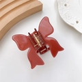 Elegant amber acetate butterfly hair claw clip with gold spring for women hair styling - Brown