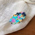 Chic wavy hair clip in multicolor marble acetate with sparkling crystal rhinestones - Colorful Duckbill Clip