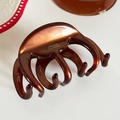 Dark brown tortoiseshell acetate shark hair claw clip with France handmade engraving - 10.5cm / Brown