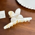 Eleganter cremeweißer Acetat-Haarclip in Schmetterlingsform mit Kristallschleife - 10.6cm / Gestreift Weiß und Gelb