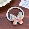 Élastique à cheveux crème avec papillon en acétate coloré et strass brillants - Élastique à cheveux / 3,6 cm / Orange