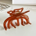 Amber brown acetate butterfly hair claw clip with gold France Handmade lettering - Amber Brown
