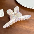 Chic butterfly hair claw clip with colorful rhinestones in iridescent acetate finish - 10.6cm / Purple Pink