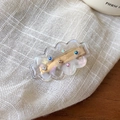 Cloud-shaped matte resin hair clip featuring colorful rhinestones and metal duckbill clip - Transparent Gray Duckbill Clip