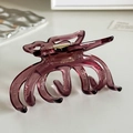 Handmade burgundy acetic acid hair claw clip with elegant gold text for women - Dark Purplish Red