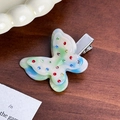 Sparkling butterfly hair clip with colorful rhinestones on marble acetate texture - Hair Clip / 4.3cm / Teal