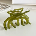 Olive green acetate butterfly hair claw clip with golden handmade logo lettering - Olive Green