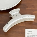 Polka dot shark hair clip in cream pearl finish for elegant hairstyling - Bobby Pin / White