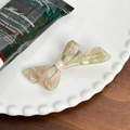 Pink and green pearlescent acetate bow hair clip with Barrette la France engraving - Multicolor