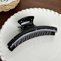 Elegant large black hair claw clip with white polka dots and high-gloss acrylic finish - Bobby Pin / Black