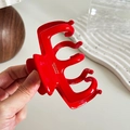 Pince à cheveux pieuvre en acétate rouge 4mm avec logo doré France Handmade - 10.4cm (4MM) / Rouge