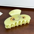 Molla per capelli in acetato giallo pallido con graziose api 3D e spirali di strass - Stile Farfalla Ape Strass (5759230091741) / Molla Due Api