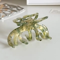 Molla per capelli fatta a mano in acetato marmorizzato verde con scritte oro - Verde Giallo Marmo