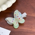 Sparkling butterfly hair clip in light green acetate with multicolor rhinestones - Hair Clip / 4.3cm / Cyan