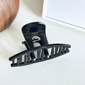 Eleganter schwarzer Acetat Haarklammer mit goldenem France Handmade Logo Schriftzug - Groß / Schwarz