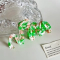 Pinza per capelli ondulata in acetato marmorizzato verde e rosa per acconciature - Grande / Verde