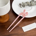 Forcina per capelli a forma di coniglio in acetato rosa con trama marmorea e perle - 15CM / Stile Coniglio-Rosa