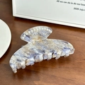 Blue marble acetate hair claw clip with seashell design and white pearl accents - 11cm / Floral Purple