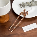 Elegant U-shaped acetate hair pin in vintage tortoise shell pattern with bunny ear design - 15cm / Rabbit Style - Blue Coffee
