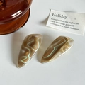 Minimalist marble pattern resin hair clips in brown and cream with pearlescent finish - Geometric Blue Coffee 5.5cm