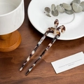 U-shaped acetate hair fork with rabbit ear design and marble pattern finish - 15cm / Rabbit Style - Dark Coffee