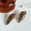 Faux acetate leaf hair clip with elegant grey and gold marble texture and pink shimmer - Geometric Purple Gray 5.5cm