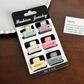 Lot de 6 petites pinces à cheveux irisées aux couleurs dégradées pastel pour coiffure - Forme Rectangulaire Géométrique