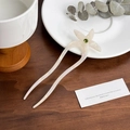 Elegant cream acetate star hair pin with green gemstone detail for women hairstyle - 15cm / Star Style - Iridescent White