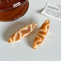 Set of 2 amber marble pattern leaf hair clips with elegant acetate finish for women - Oval Light Coffee White 5.9cm