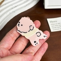 Pink cartoon puppy hair clip made of acetate resin with a cute doodle dog design - Pink Dog