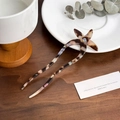 U-shaped acetate hair pin with tortoiseshell pattern and starfish rhinestone star detail - 15cm / Star Style - Dark Coffee