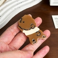 Cute brown poodle puppy hair clip in polished acetate finish for casual styling - Brown Dog