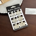 Set of six mini pearl hair claws in cream white on a branded fashion jewelry card - Set 10