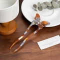 Elegant U-shaped acetate hair pin with marble butterfly pattern and pearl accents - 15cm / Butterfly Style - Coffee