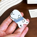 Molletta per capelli in acetato bianca e blu con design a forma di cagnolino - Cane Bianco