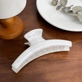 Grande pince à cheveux motif marbre blanc pour cheveux épais au design minimaliste - Pince Requin-Blanc (2115)