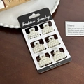 Set of 6 mini pearl hair claws for women featuring elegant white faux pearls on cards - Set 18