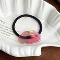 Elastico per capelli a nuvola in acetato rosa sfumato con scritta oro fatta a mano - Rosa Giallastro - Elastico per Capelli / 4.4cm