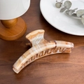 Grande pince à cheveux en PC motif marbre ambre pour coiffures élégantes - Pince Requin-Café (2115)