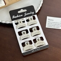 Lot de 6 mini pinces à cheveux en perles blanc cassé sur carte pour le coiffage - Ensemble 20