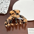 Pinza per capelli in acetato tartarugato con logo France Handmade dorato - Grande / Tartarugato Beige