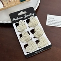 Lot de six mini pinces à cheveux en perles en forme de cœur sur carte bijou - Ensemble 21