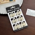 Lot de 6 mini pinces à cheveux en perles en forme de cœur sur carte mode - Ensemble 24