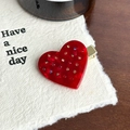 Elegante molletta per capelli a cuore rosso con strass colorati e clip a becco d'anatra dorata - Clip Becco d'Anatra Cuore (4cm)