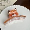 Amber marble acetate hair claw clip in a cute red panda animal shape for women - 11cm / Fox
