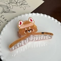 Cute red panda hair claw clip made of brown acrylic with The zoo print and metal spring - 11cm / Red Panda