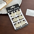 Lot de 6 mini pinces à cheveux avec perles et ressorts dorés sur carte - Set 1