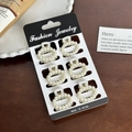 Lot de 6 mini barrettes à perles avec base en alliage doré sur carte de présentation - Set 2