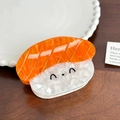 Cute acetate hair claw clip with orange salmon sushi design and marble texture - Salmon Sushi-8.4cm